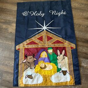 Carson O Holy Night Christmas House Flag Nativity Double Sided Applique 28x44